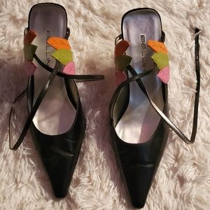 Black 3.5 in slingback heels, size 10